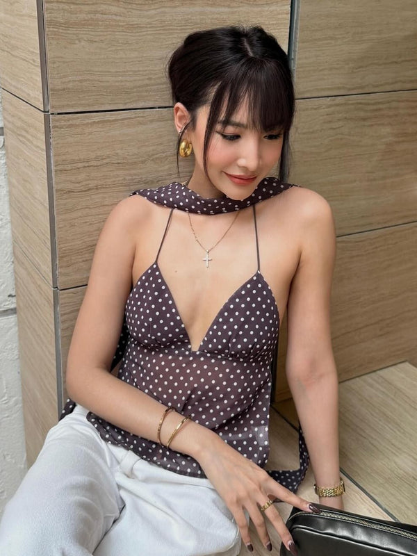 Carla Polka Dot Backless Top
