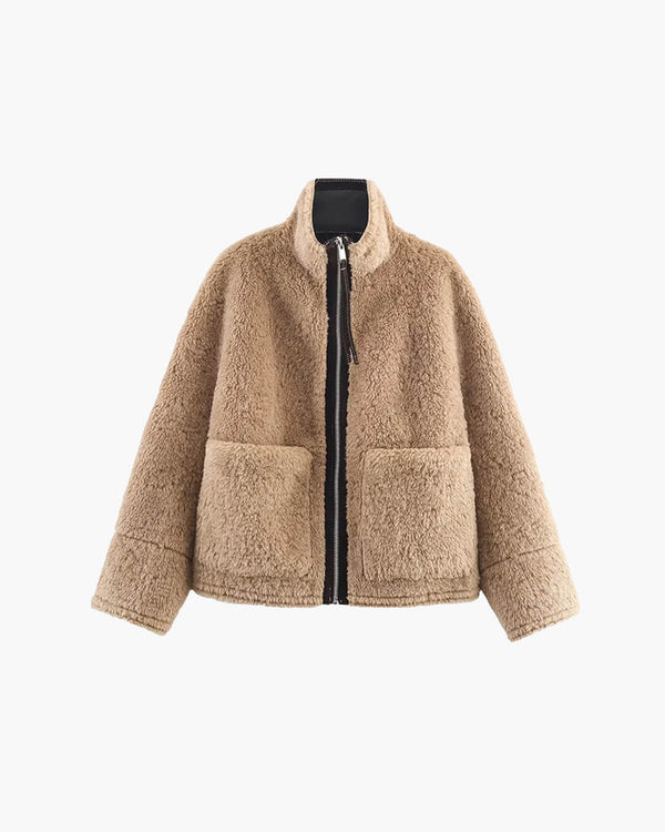Veste Carol en fausse fourrure à col droit