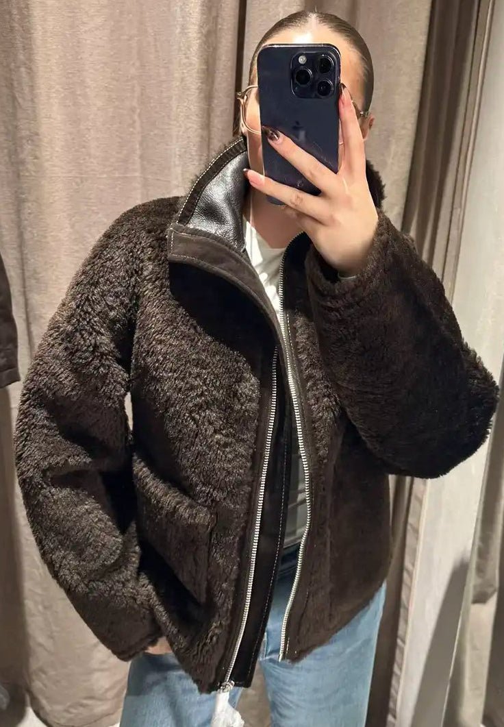 Veste Carol en fausse fourrure à col droit