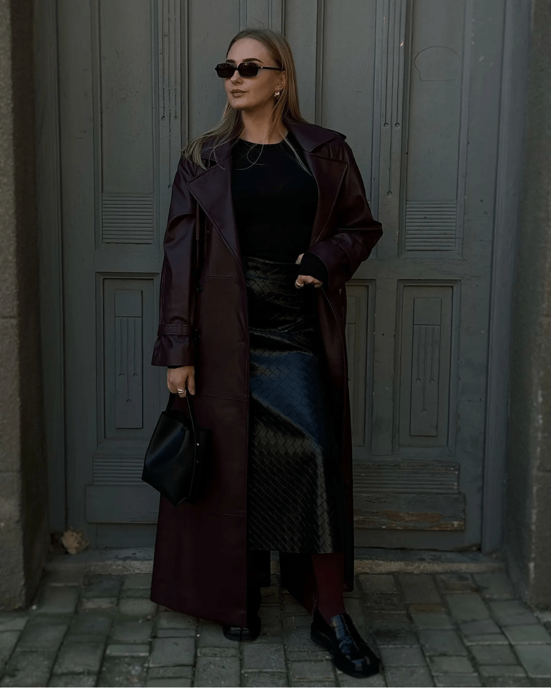 Trench long en similicuir Cassy