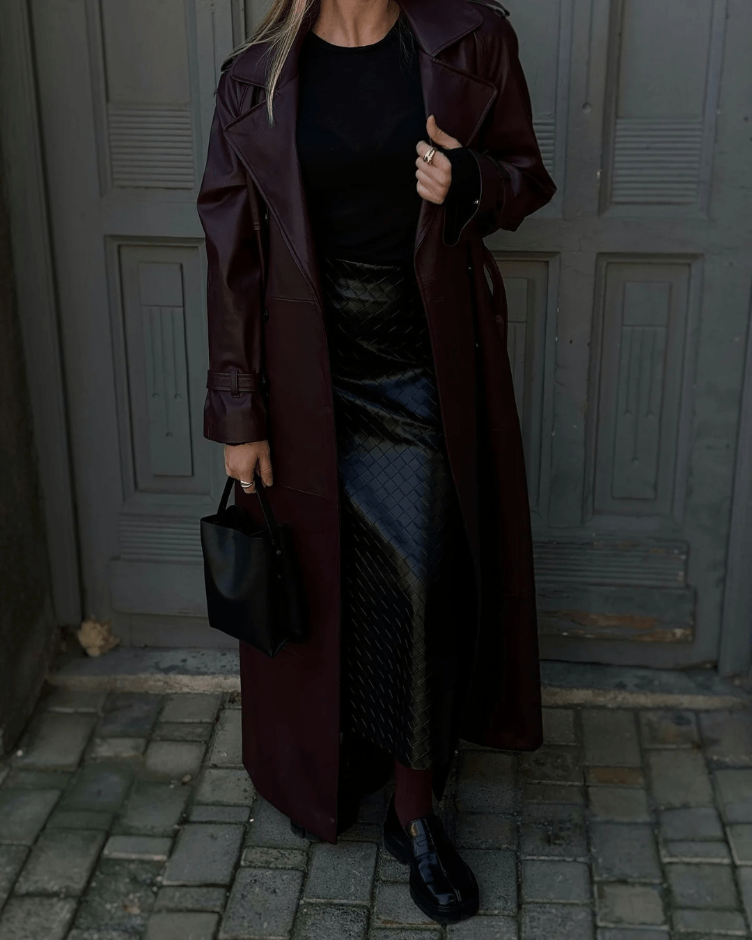 Trench long en similicuir Cassy