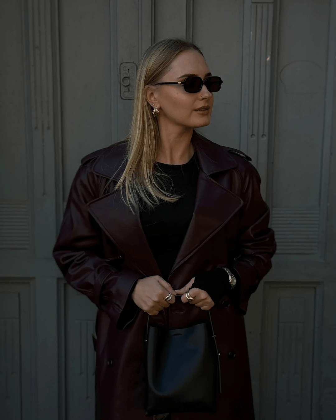 Trench long en similicuir Cassy