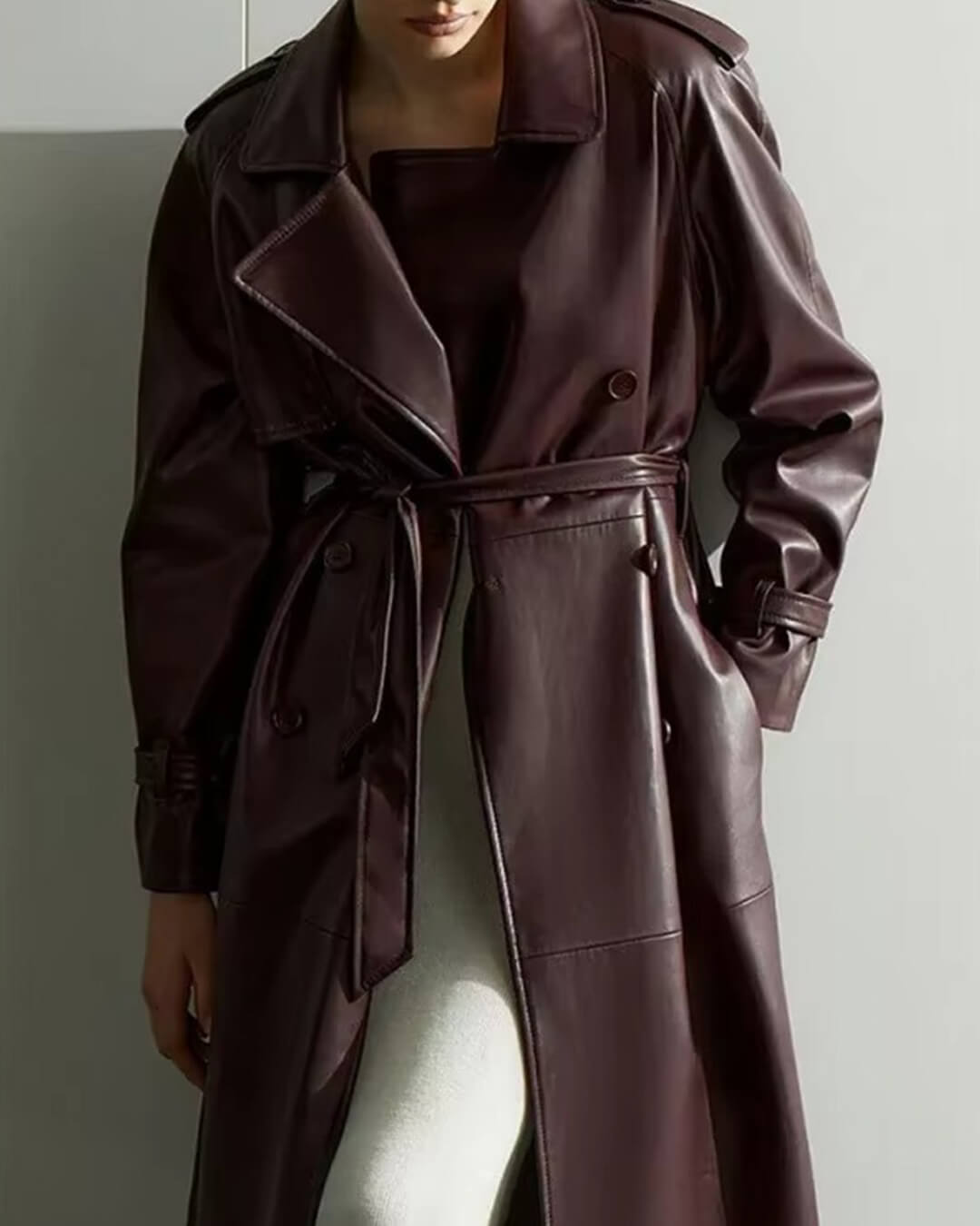 Trench long en similicuir Cassy