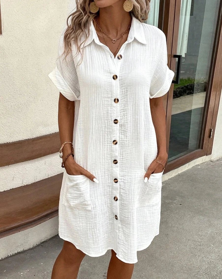 Mini-robe Catalina en coton et lin à encolure en V