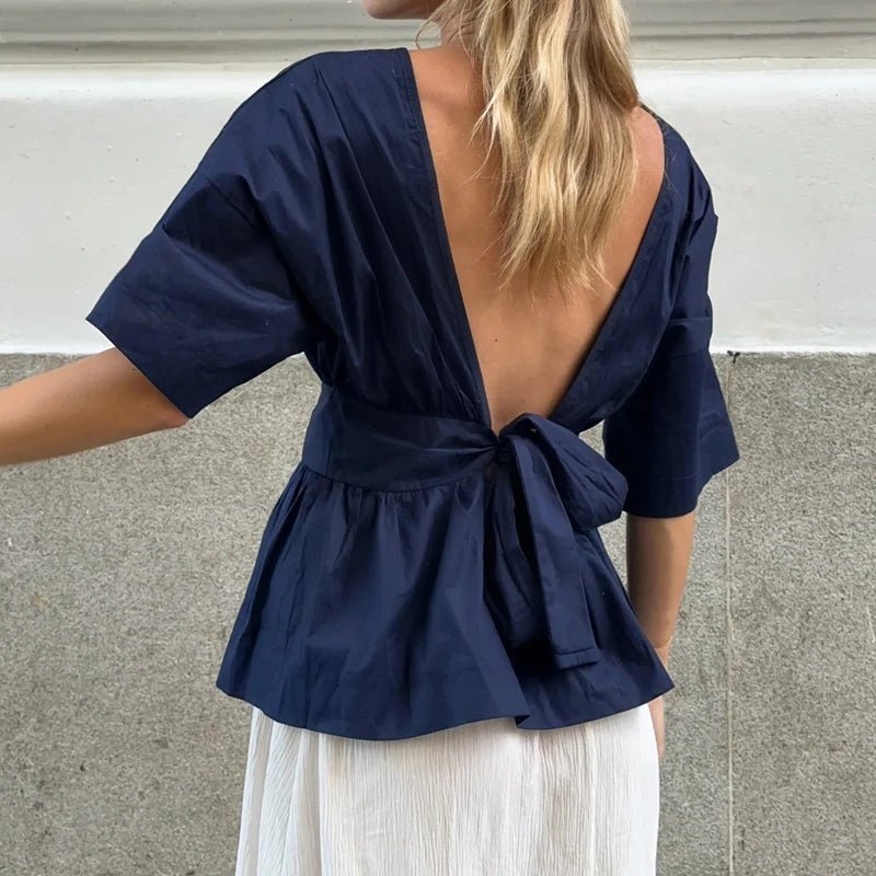 Blouse Cecile à volants et dos nu