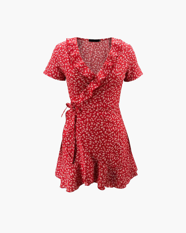Celeste Floral V-Neck A-Line Mini Dress