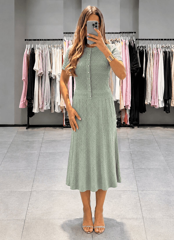 Robe midi Celeste en maille à demi-patte de boutonnage