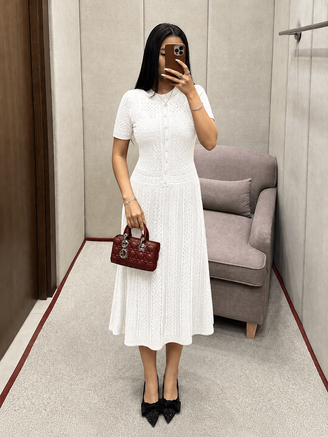 Robe midi Celeste en maille à demi-patte de boutonnage