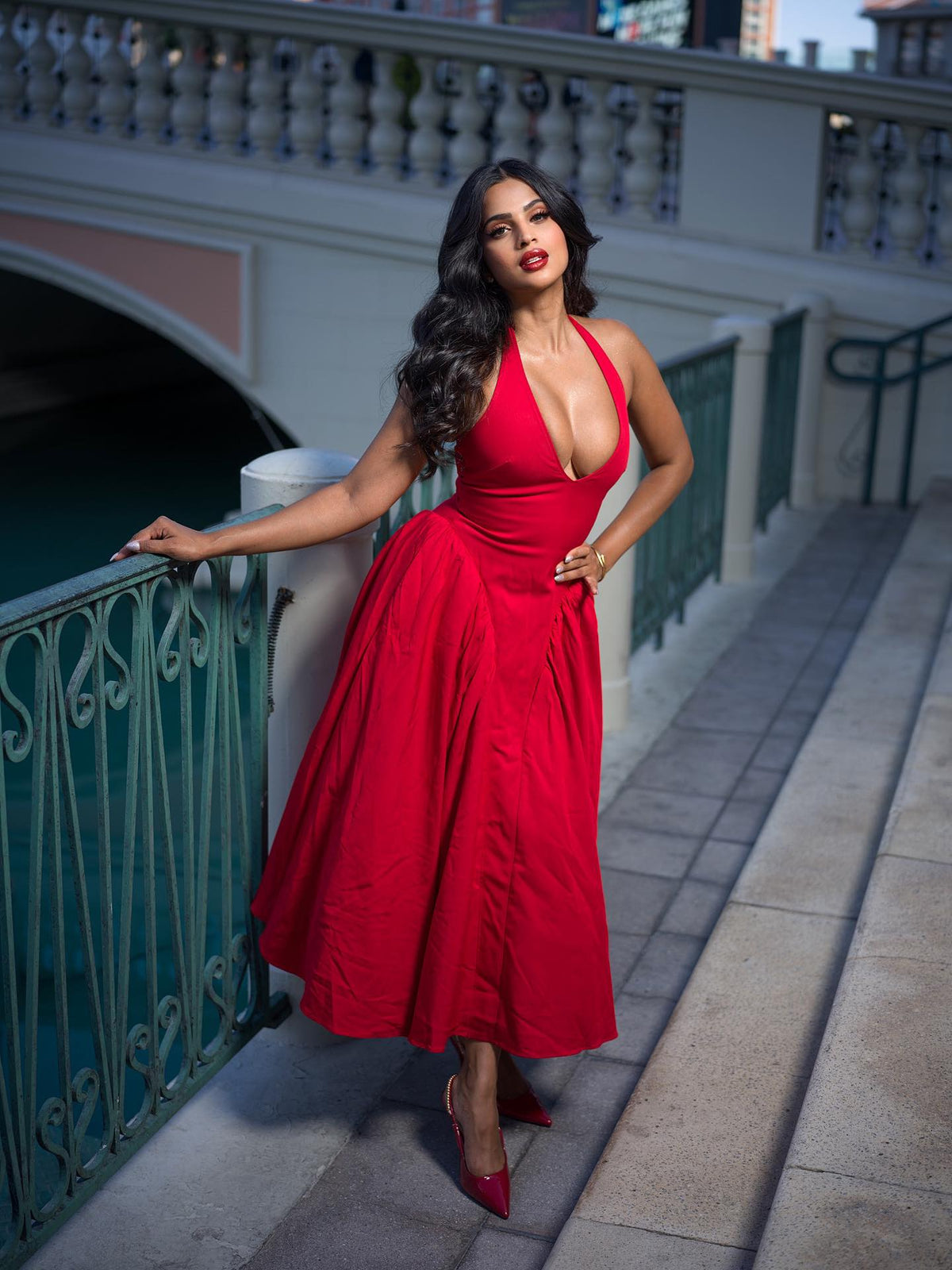 Robe midi dos nu Celeste