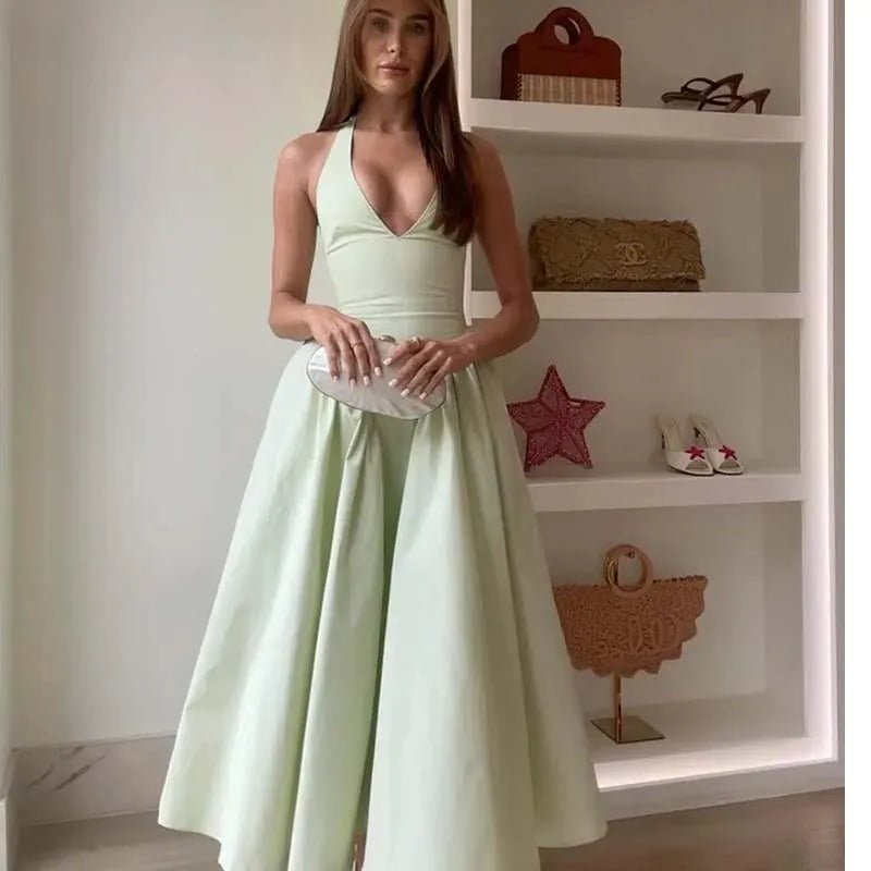Robe midi dos nu Celeste