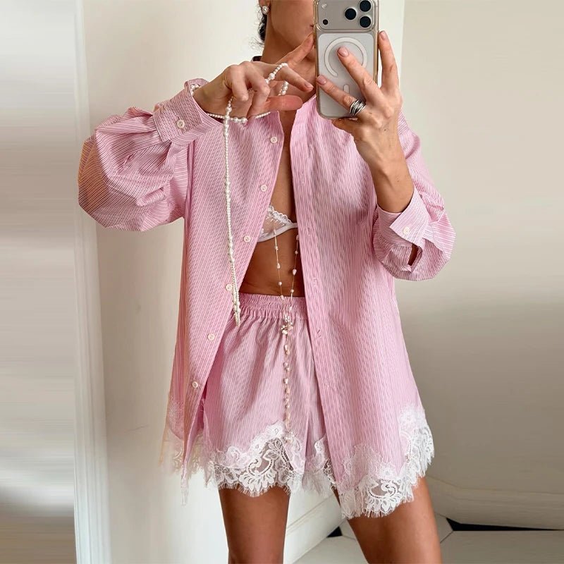 Ensemble de plage Celeste en chemise avec empiècements en dentelle