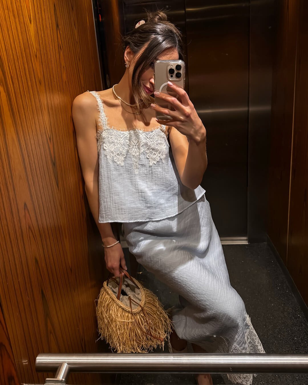 Ensemble midi deux pièces en dentelle ajourée Celeste