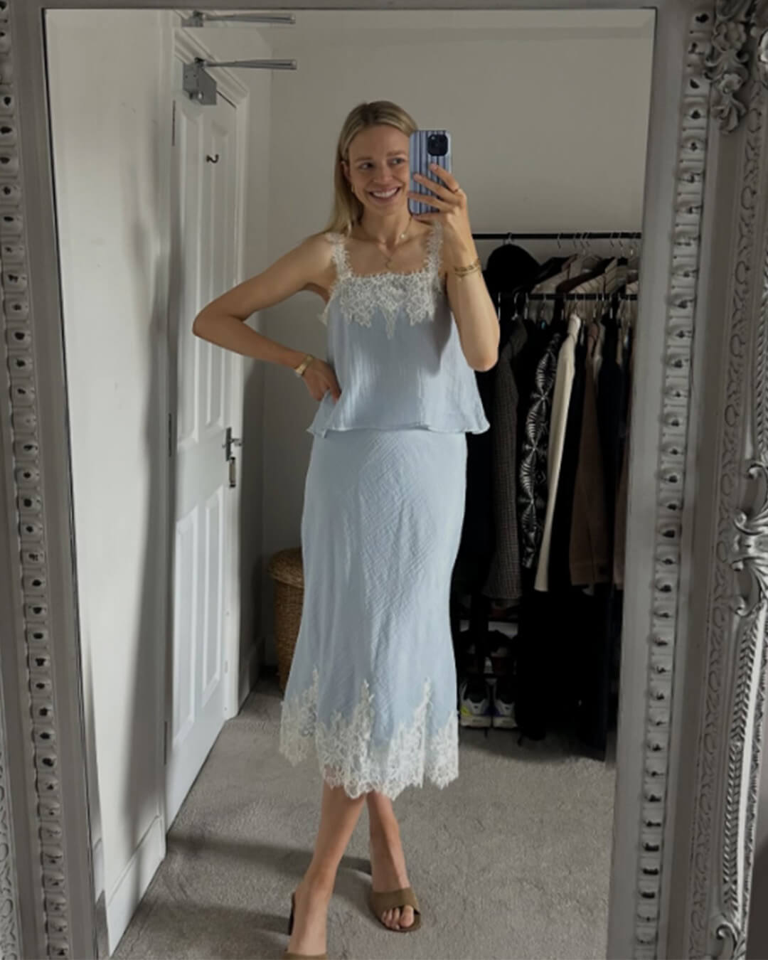 Ensemble midi deux pièces en dentelle ajourée Celeste