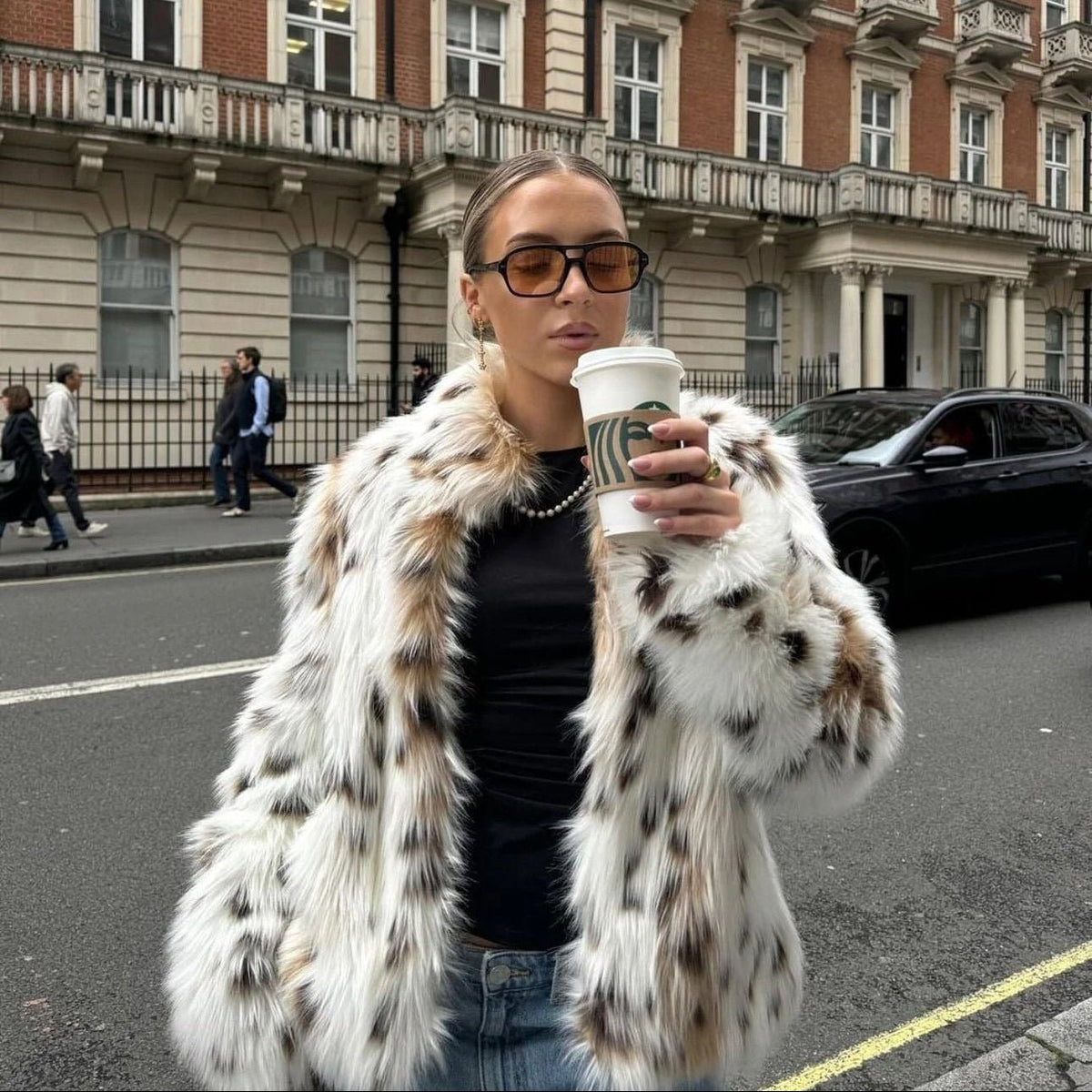 Manteau en fausse fourrure léopard Celeste