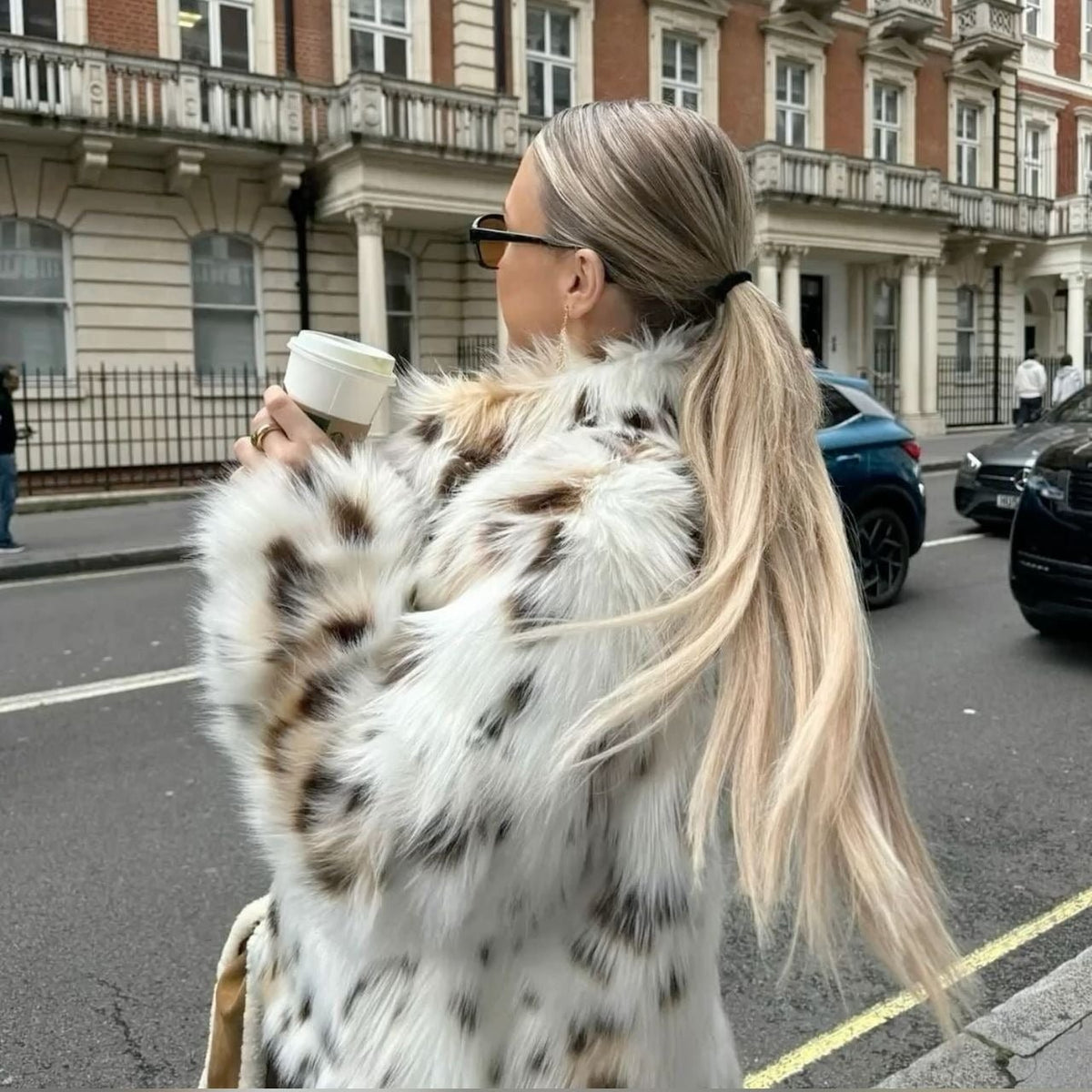 Manteau en fausse fourrure léopard Celeste