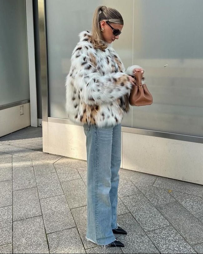 Manteau en fausse fourrure léopard Celeste