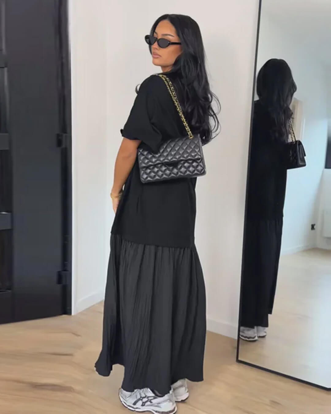Robe midi plissée patchwork Celeste