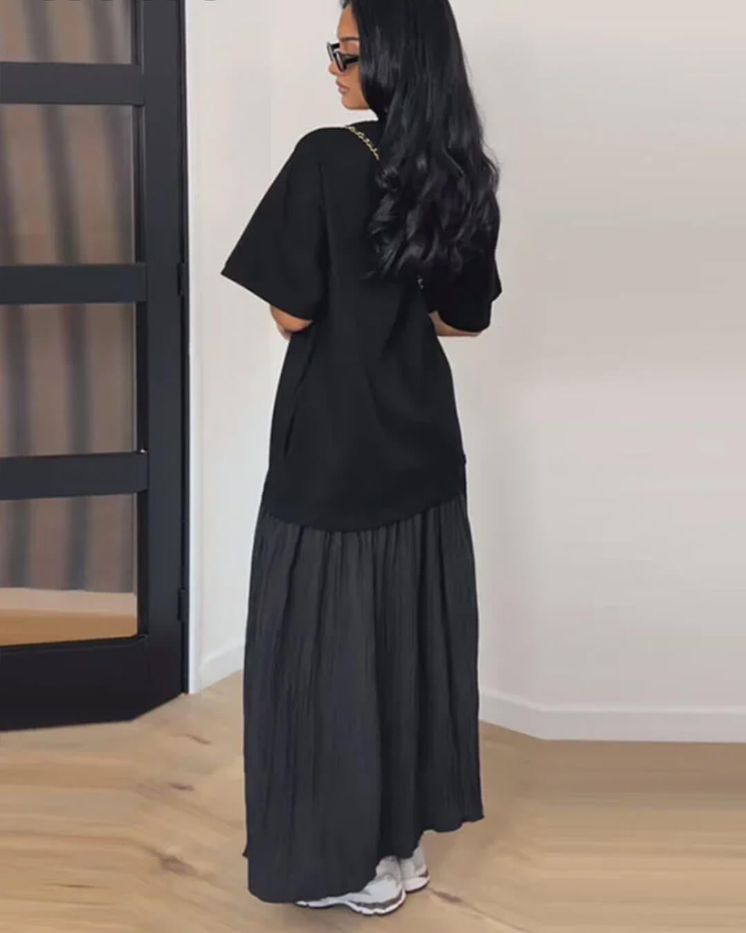 Robe midi plissée patchwork Celeste