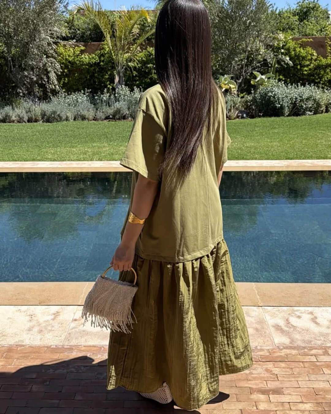 Robe midi plissée patchwork Celeste