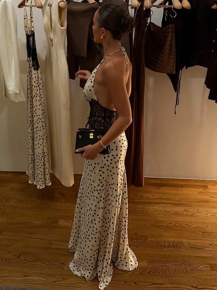 Robe longue dos nu à pois Celeste