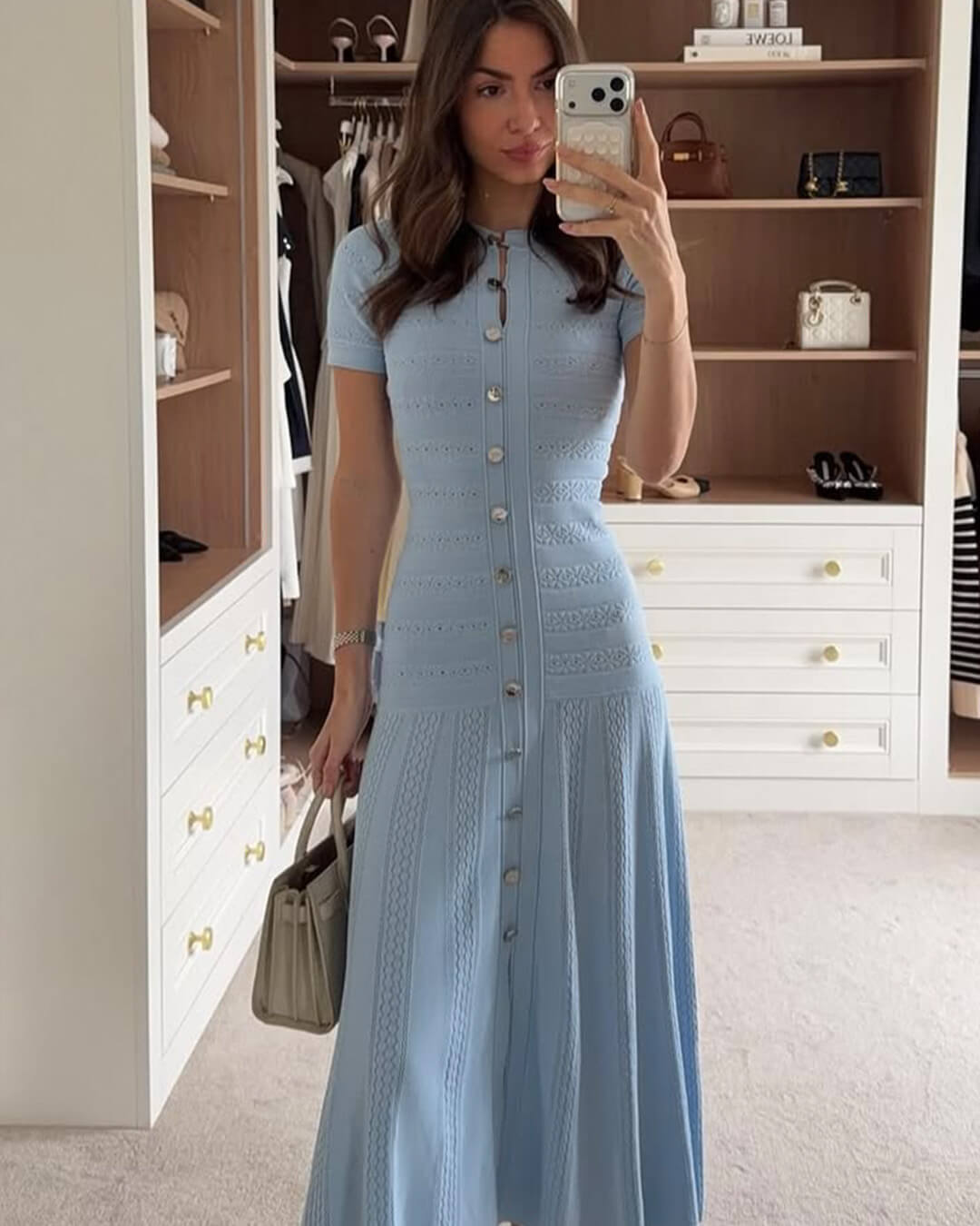 Robe midi Celeste en maille côtelée