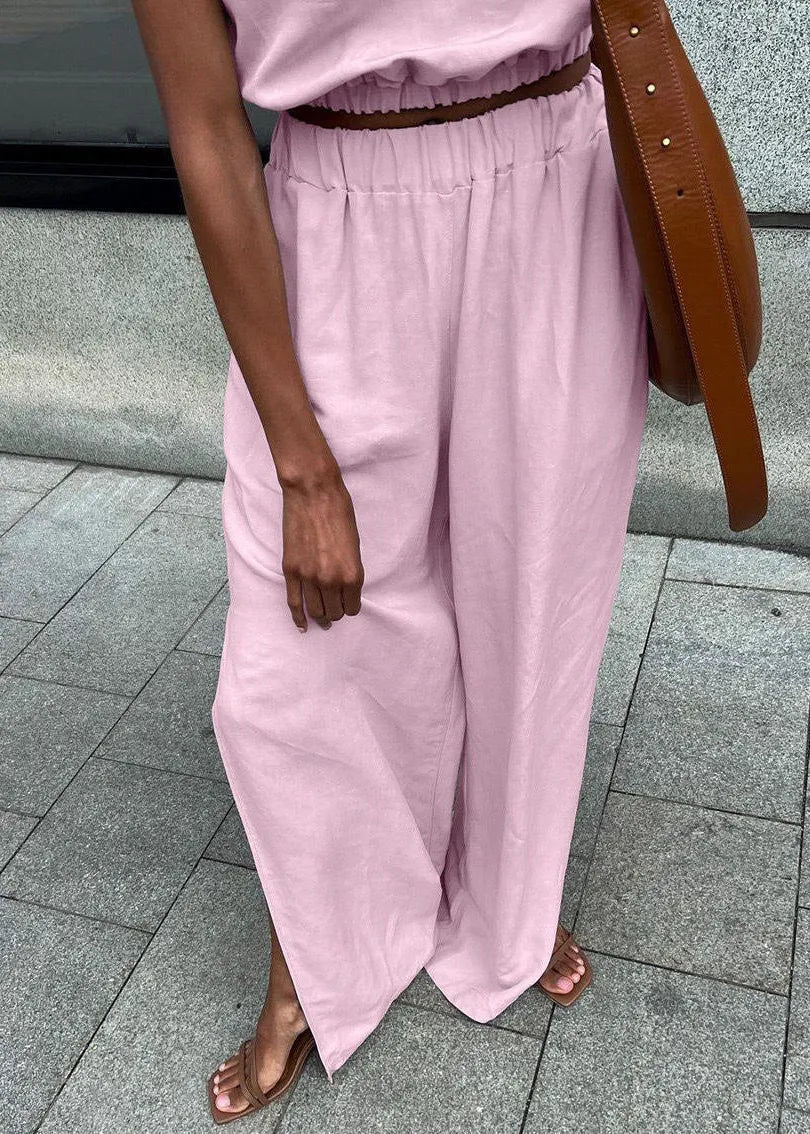 Ensemble Celeste avec pantalon palazzo à jambes larges