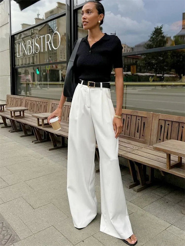 Pantalon Celia taille haute à jambes larges