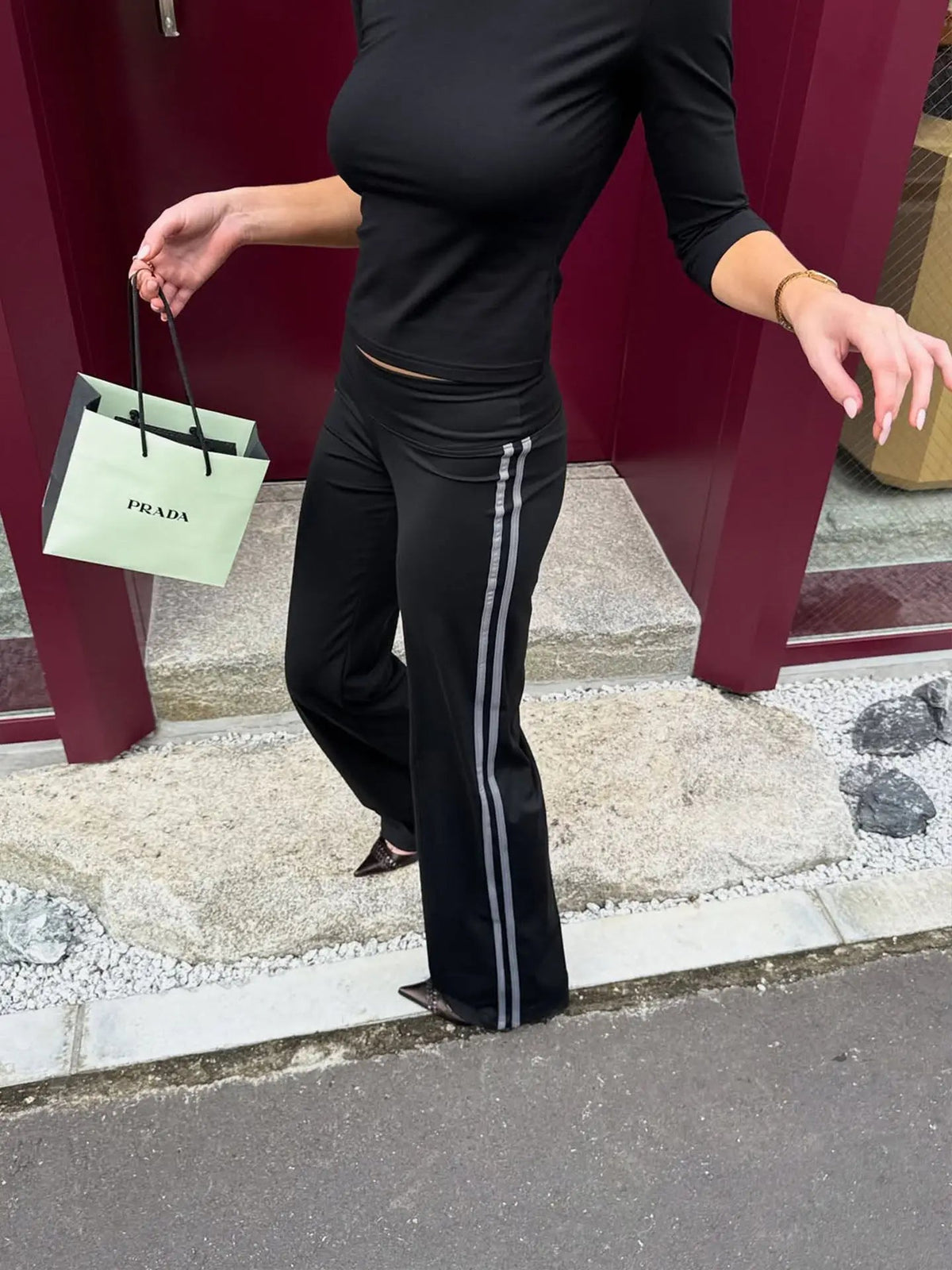 Pantalon de yoga évasé taille basse Charis