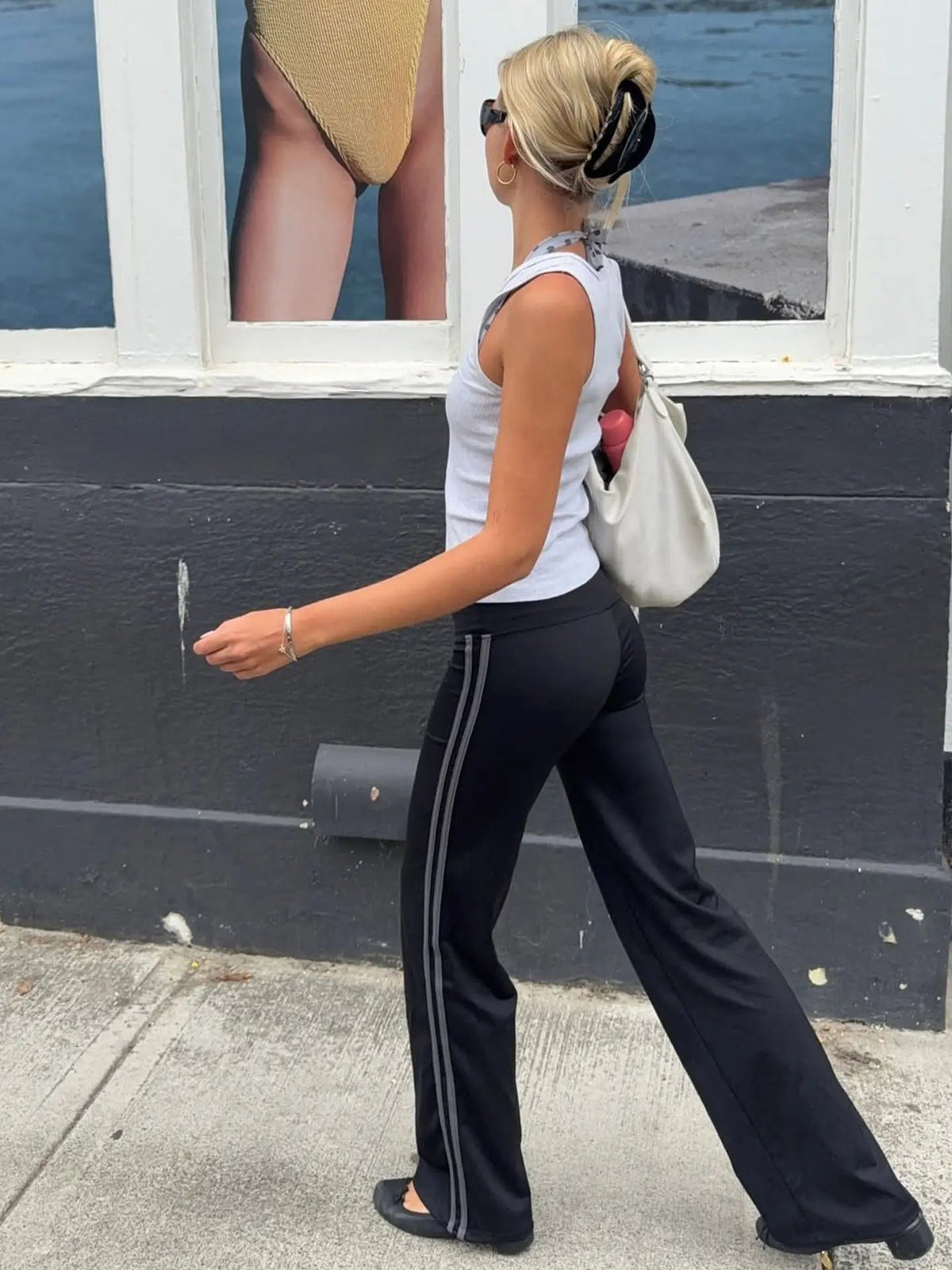 Pantalon de yoga évasé taille basse Charis