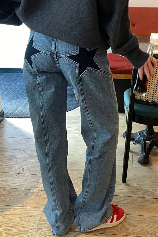 Jean à empiècements étoilés et motifs color-block Charlize