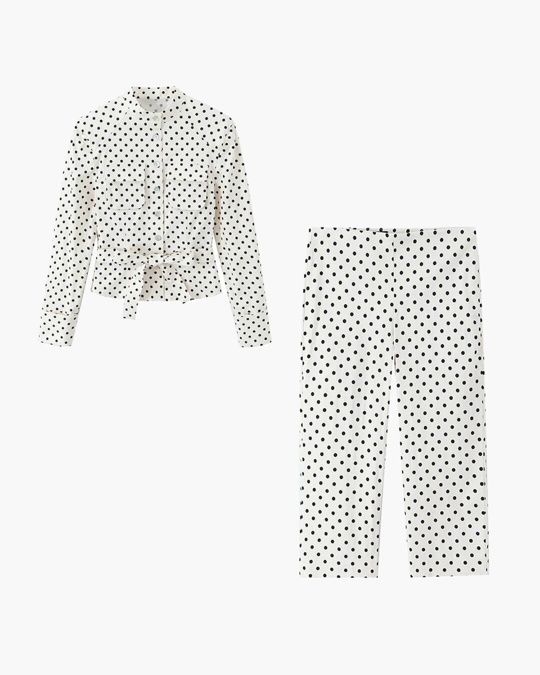 Ensemble Cherry à pois avec veste et pantalon corsaire