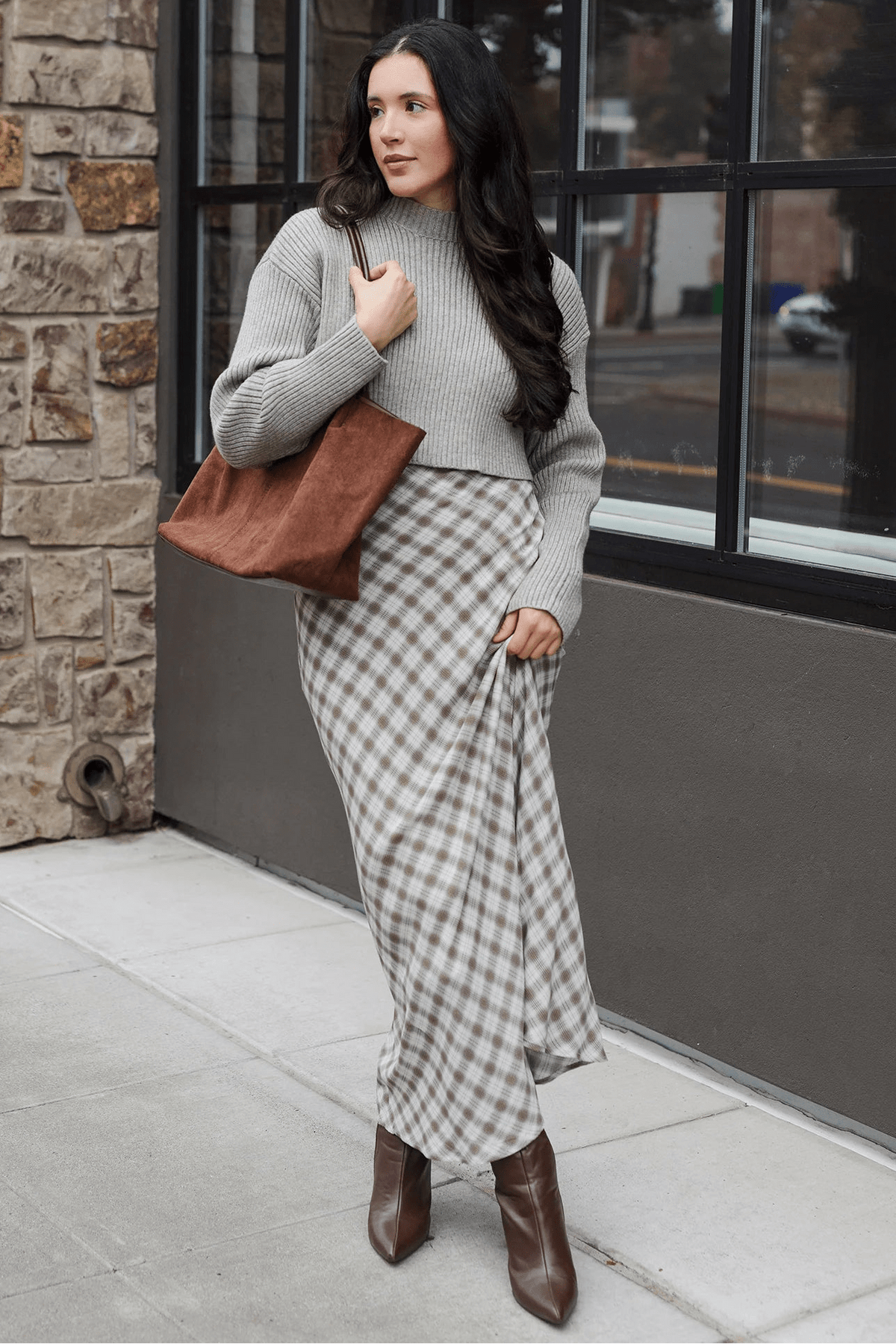 Sac cabas en daim avec pochette Cheska
