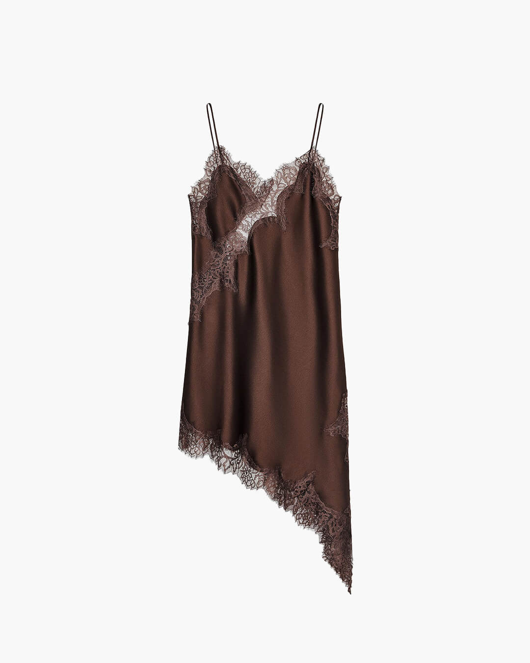 Robe midi Chiara asymétrique en satin et dentelle