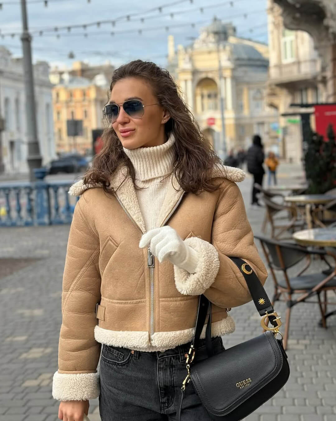 Veste en daim et fausse fourrure Cindy