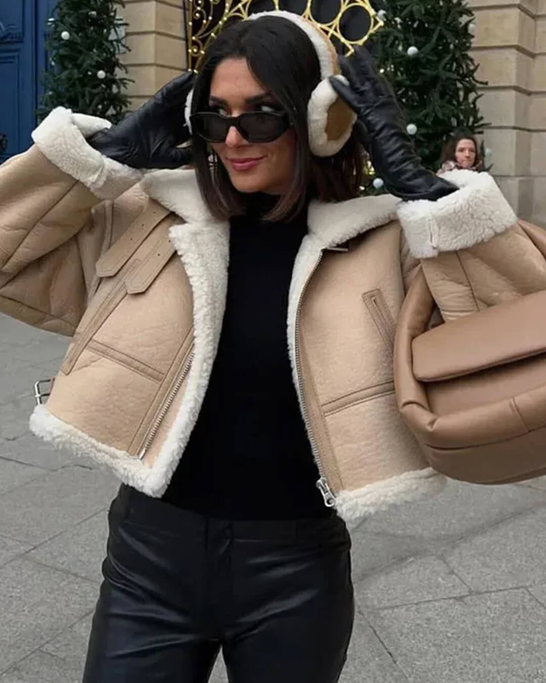 Veste en daim et fausse fourrure Cindy