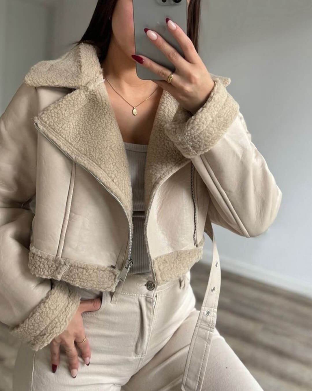 Veste en daim et fausse fourrure Cindy