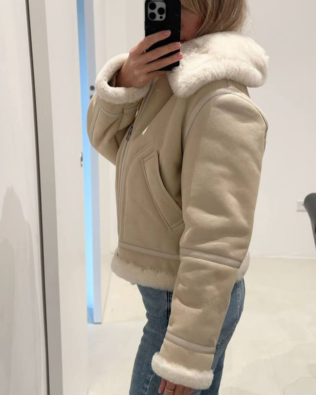 Veste en daim et fausse fourrure Cindy