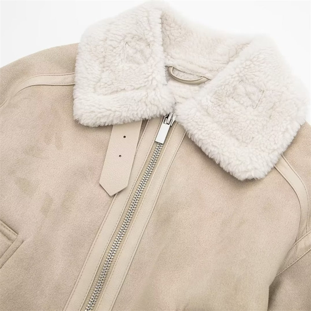 Veste en daim et fausse fourrure Cindy
