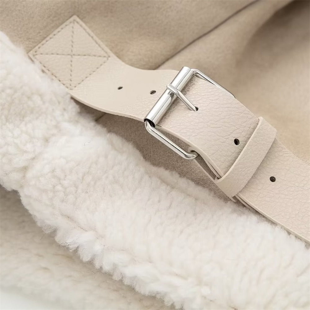 Veste en daim et fausse fourrure Cindy