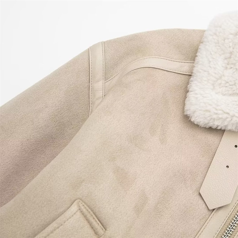 Veste en daim et fausse fourrure Cindy