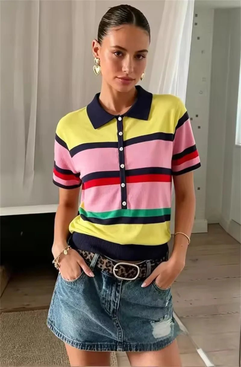 Haut polo en maille bicolore Claudia
