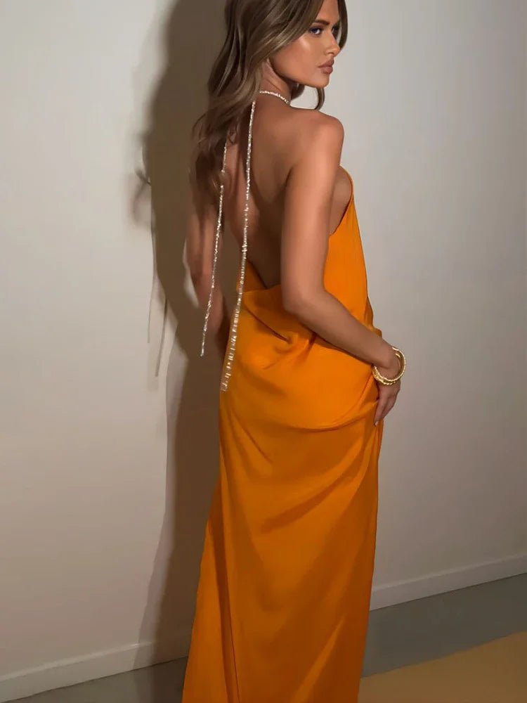 Robe longue Claudia à sequins et dos nu