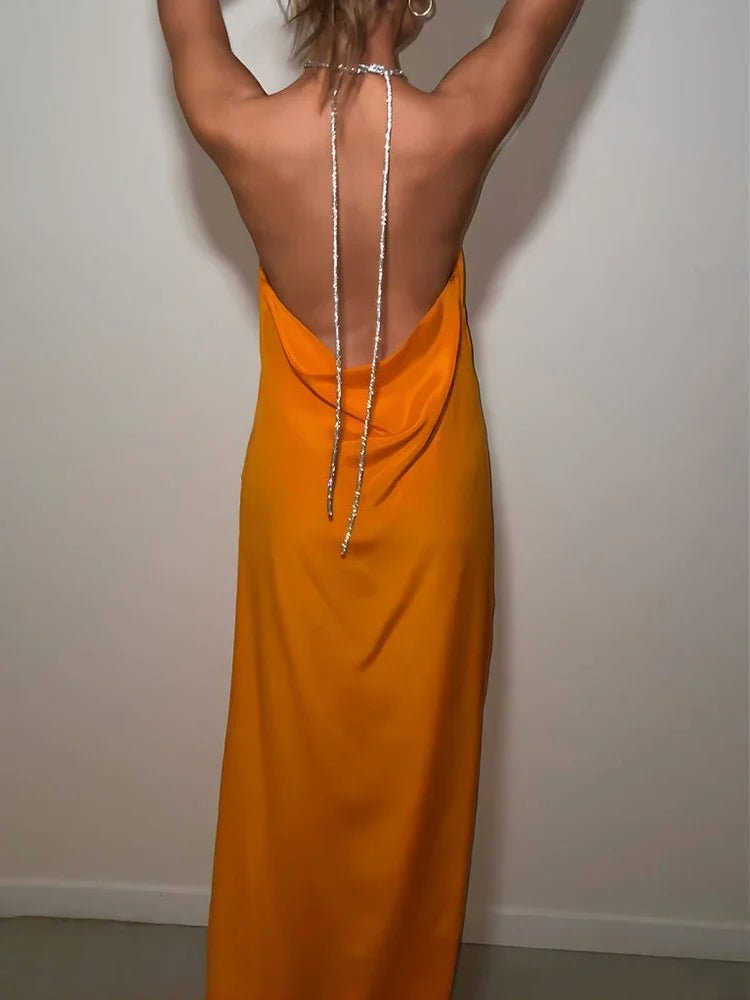 Robe longue Claudia à sequins et dos nu
