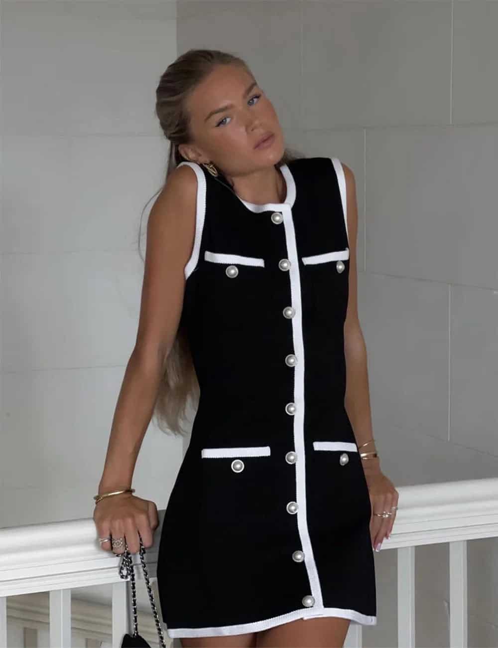 Claudia Tricot Sleeveless Mini Dress