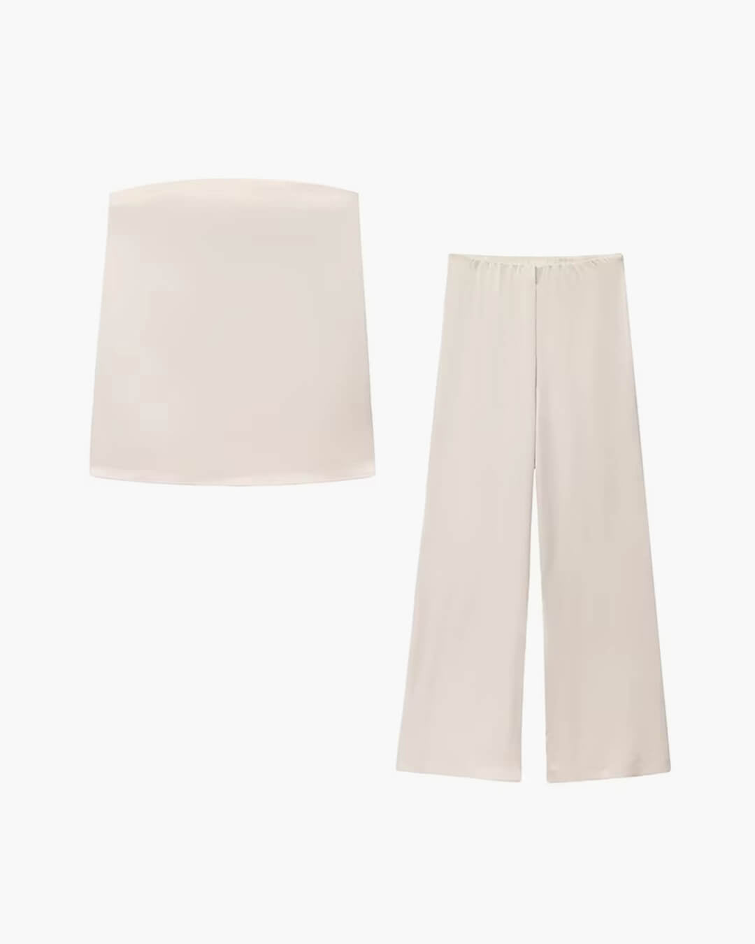 Pantalon tailleur bandeau en satin Claudine