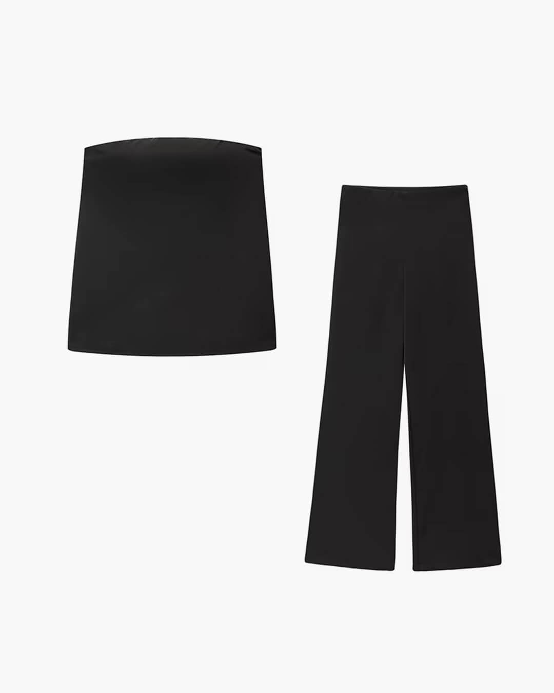 Pantalon tailleur bandeau en satin Claudine