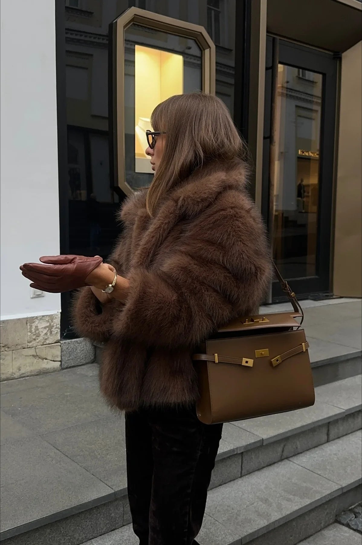 Manteau court en fausse fourrure Colette