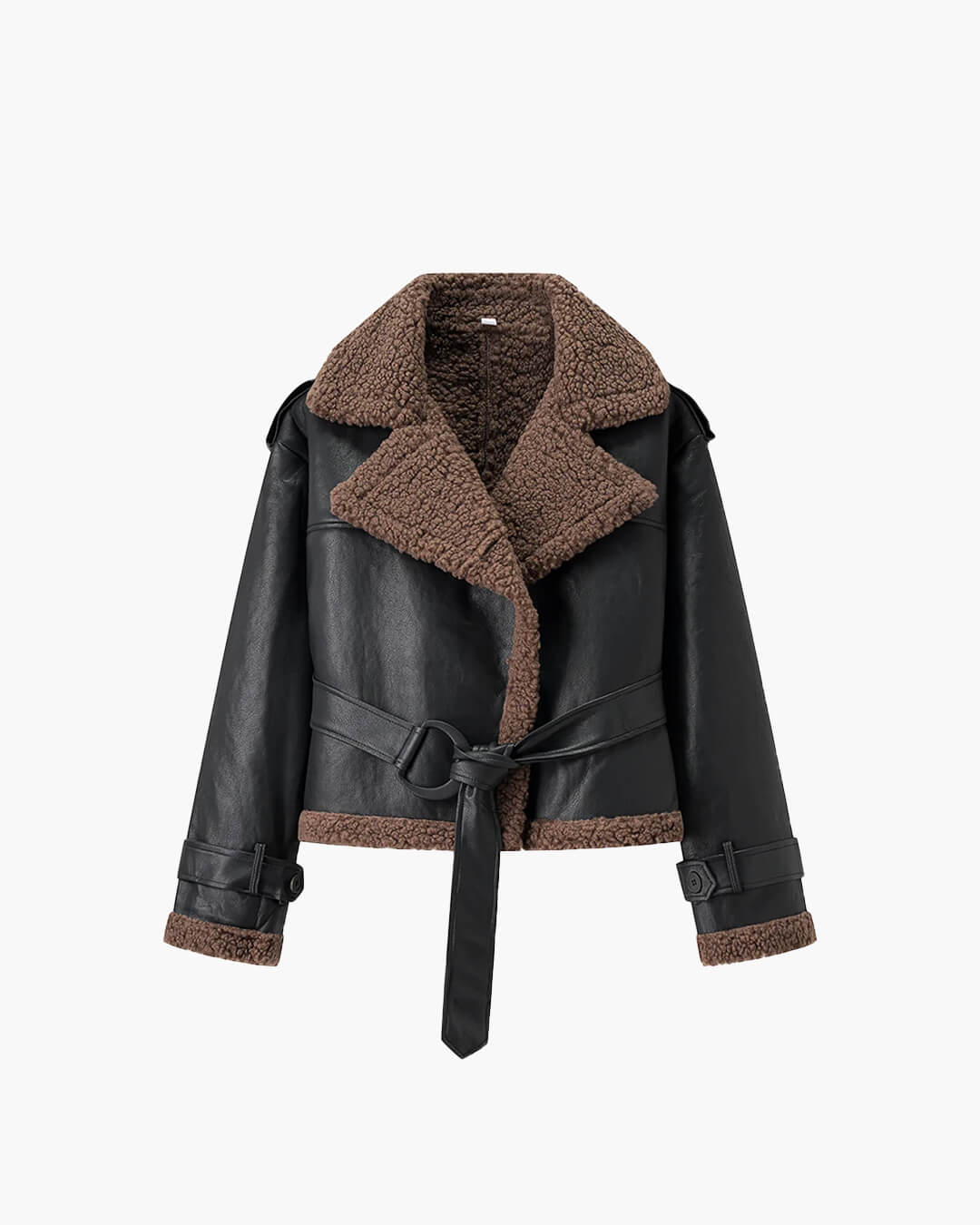 Veste courte ceinturée en similicuir Cora