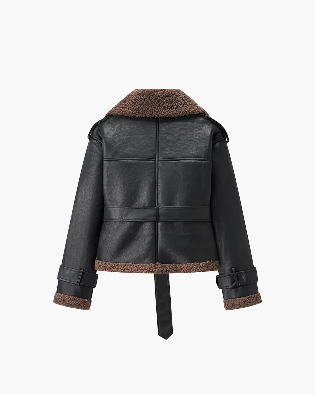 Veste courte ceinturée en similicuir Cora