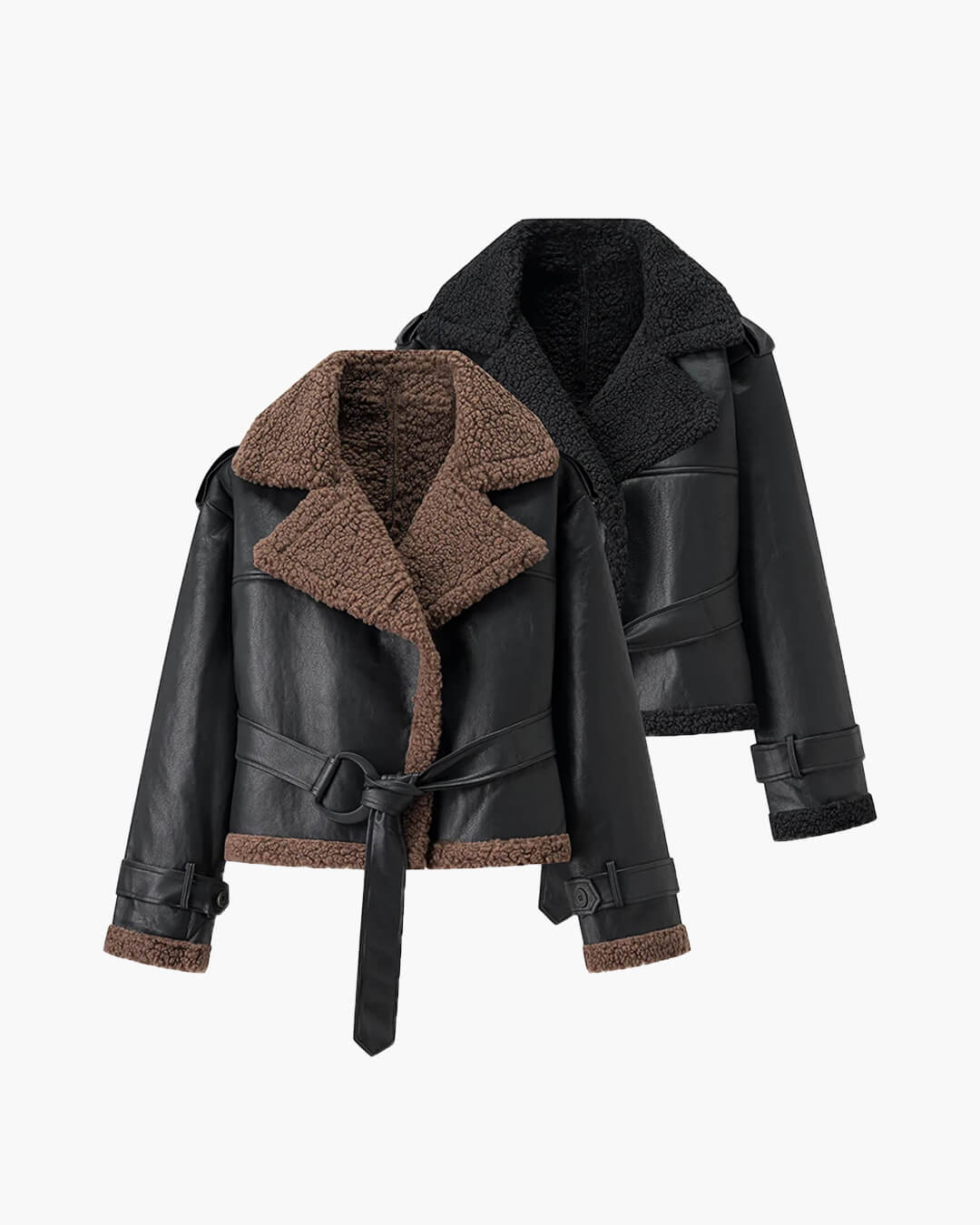 Veste courte ceinturée en similicuir Cora